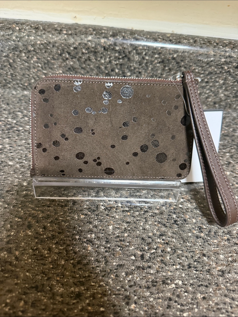 kate spade Brown Suede Zip Wrislet with Metallic Dot Accents - Picture 2 of 3